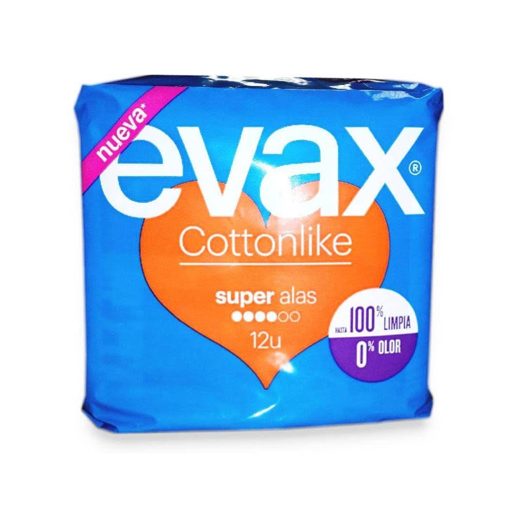 evax cottonlike super alas 12 compresas